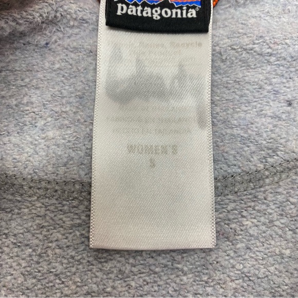 Patagonia Women's Light Gray Quilted Small Sweatshirt Orange Stitching Casual - Picture 9 of 10